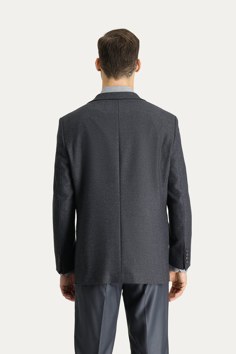 Koyu Lacivert 4 Drop Relaxed Fit Rahat Kesim Klasik Desenli Ceket