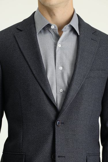 Koyu Lacivert Relaxed Fit Rahat Kesim Klasik Desenli Ceket