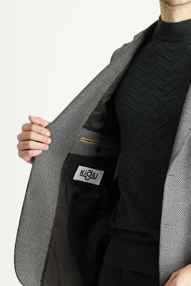 Acı Kahve Relaxed Fit Rahat Kesim Klasik Desenli Ceket