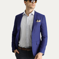 Orta Lacivert Super Slim Fit Ekstra Dar Kesim Klasik Desenli Ceket