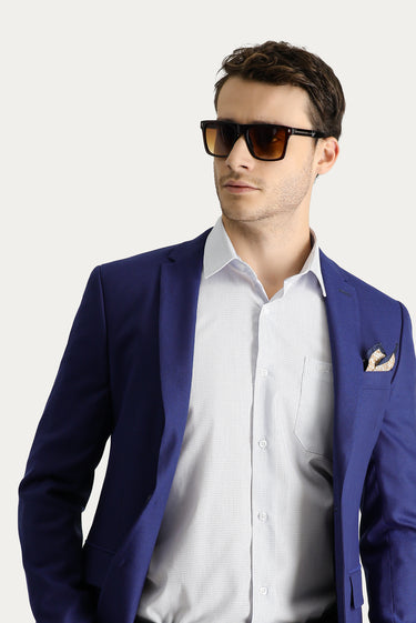 Orta Lacivert Super Slim Fit Ekstra Dar Kesim Klasik Desenli Ceket
