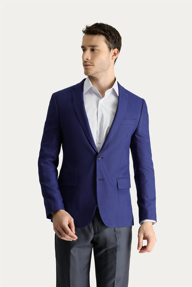 Orta Lacivert Super Slim Fit Ekstra Dar Kesim Klasik Desenli Ceket