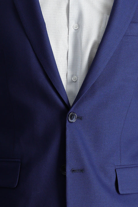 Orta Lacivert 7 Drop Super Slim Fit Eksra Dar Kesim Klasik Desenli Ceket