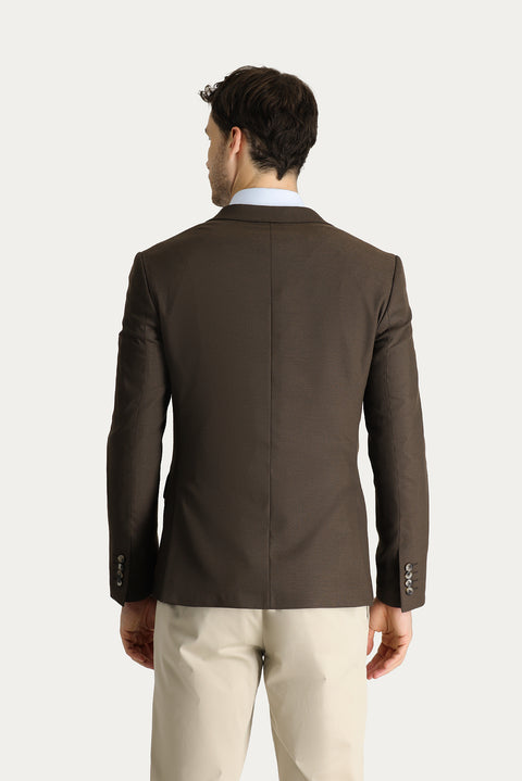 Dark Brown 7 Drop Super Slim Fit Extra Narrow Cut Classic Patterned Jacket