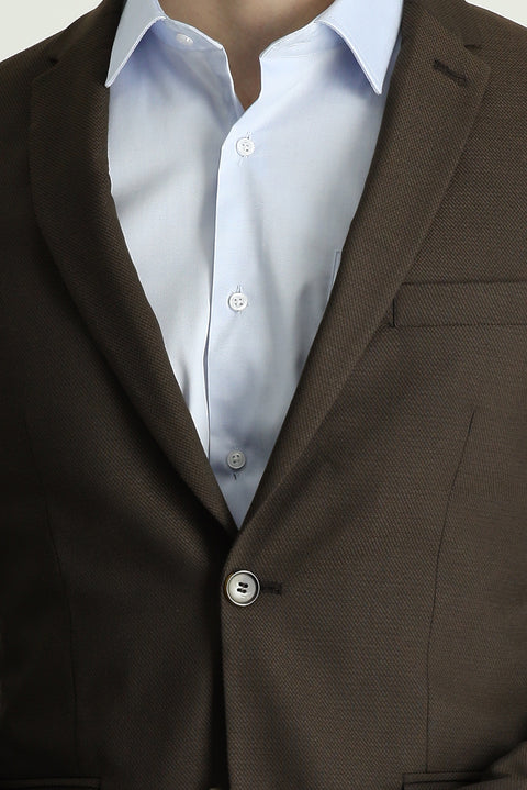 Koyu Kahve 7 Drop Super Slim Fit Eksra Dar Kesim Klasik Desenli Ceket