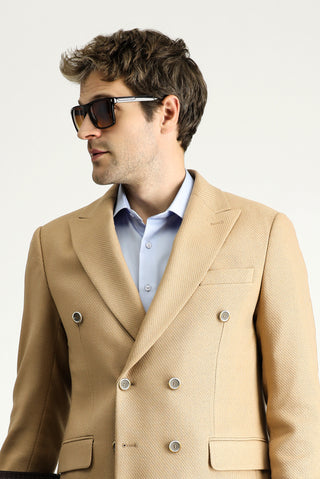  Camel 6 Drop Regular Fit Standart Kesim Kruvaze Desenli Ceket