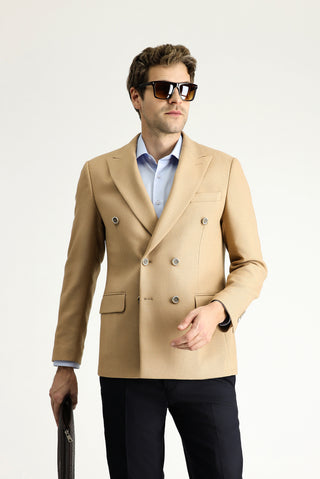  Camel 6 Drop Regular Fit Standart Kesim Kruvaze Desenli Ceket