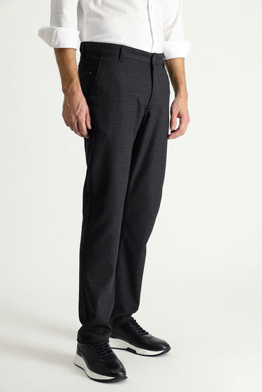  Koyu Füme Regular Fit Desenli Likralı Kanvas / Chino Pantolon