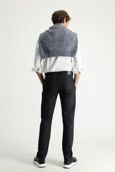  Koyu Füme Regular Fit Desenli Likralı Kanvas / Chino Pantolon