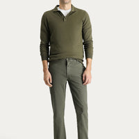 Yağ Yeşili-Olive Regular Fit Standart Kesim Likralı Kanvas / Chino Pantolon