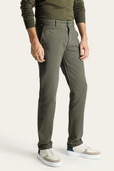 Yağ Yeşili-Olive Slim Fit Dar Kesim Likralı Kanvas / Chino Pantolon