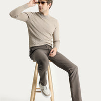 Koyu Vizon Regular Fit Likralı Kanvas / Chino Pantolon