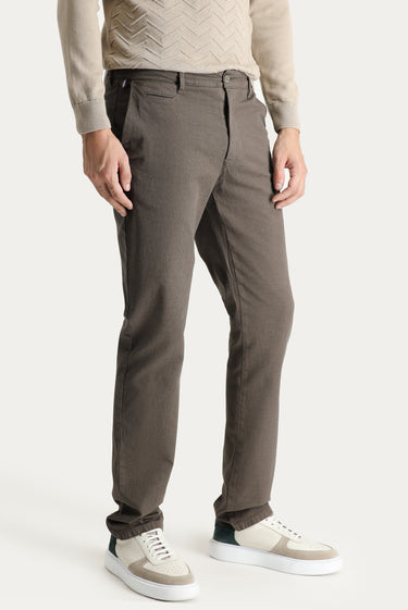 Koyu Vizon Slim Fit Dar Kesim Likralı Kanvas / Chino Pantolon