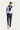 Koyu Lacivert Slim Fit Dar Kesim Desenli Beli Lastikli Likralı Kanvas / Chino Pantolon