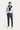 Koyu Lacivert Slim Fit Dar Kesim Desenli Beli Lastikli Likralı Kanvas / Chino Pantolon