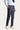 Koyu Lacivert Slim Fit Dar Kesim Desenli Beli Lastikli Likralı Kanvas / Chino Pantolon