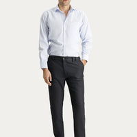 Koyu Antrasit Regular Fit Standart Kesim Desenli Beli Lastikli Likralı Kanvas / Chino Pantolon