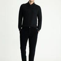 Siyah Regular Fit Likralı Kadife Pantolon