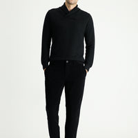 Black Slim Fit Narrow Cut Lycra Velvet Trousers