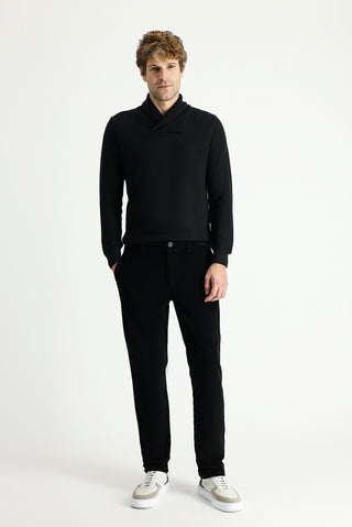  Siyah Slim Fit Dar Kesim Likralı Kadife Pantolon