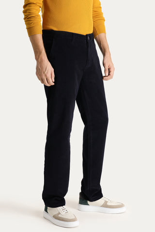  Koyu Lacivert 7 Drop Slim Fit Dar Kesim Likralı Kadife Pantolon