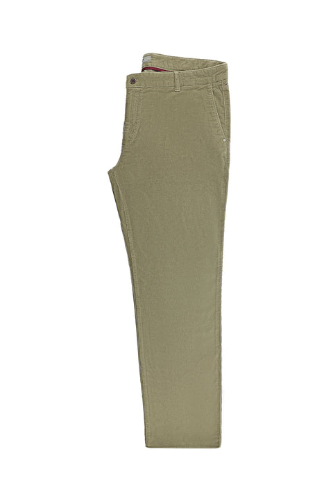 Light Beige Slim Fit Narrow Cut Velour Trousers with Lycra