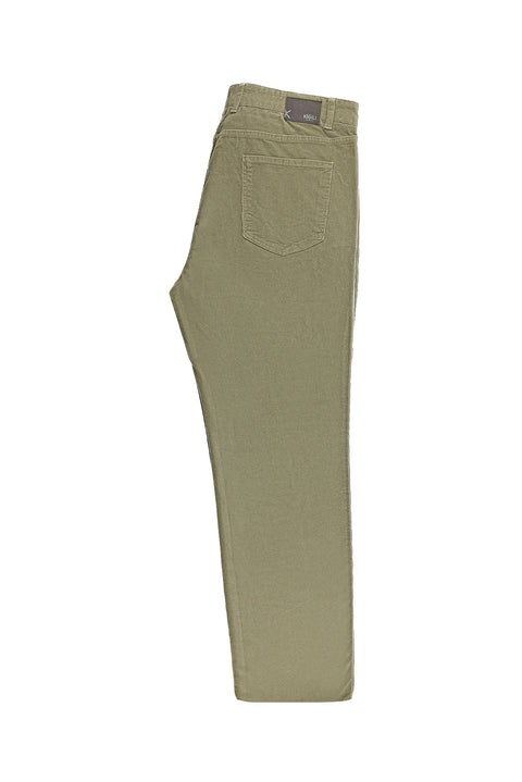 Light Beige Regular Fit Standard Cut Lycra Velvet Trousers