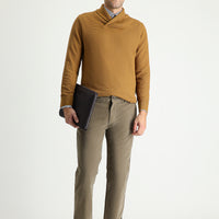 Dark Beige Relaxed Fit Velour Trousers with Lycra