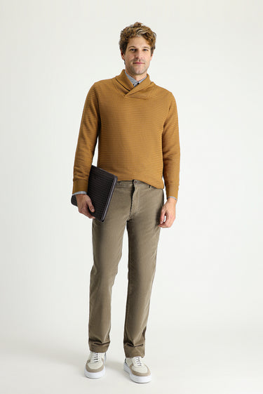  Koyu Bej Relaxed Fit Rahat Kesim Likralı Kadife Pantolon