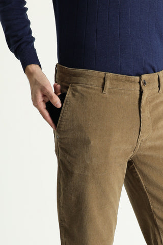  Taba Regular Fit Likralı Kadife Pantolon