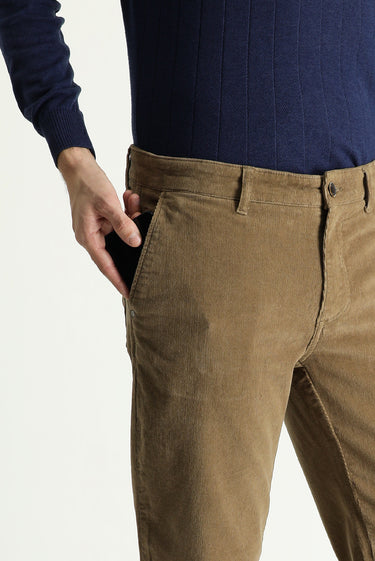  Taba Regular Fit Likralı Kadife Pantolon