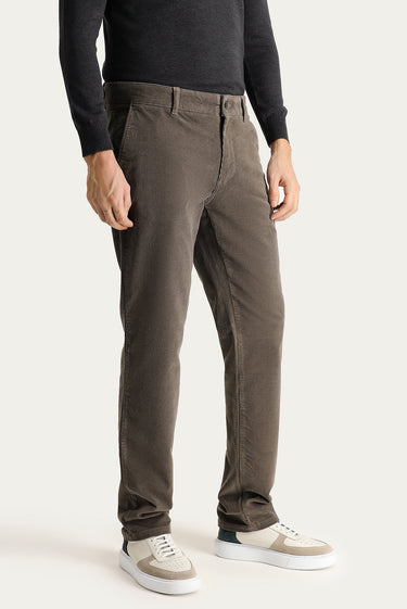 Açık Haki Regular Fit Likralı Kadife Pantolon