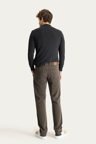  Aç?k Haki 4 Drop Relaxed Fit Rahat Kesim Likral? Kadife Pantolon-Ki??l?