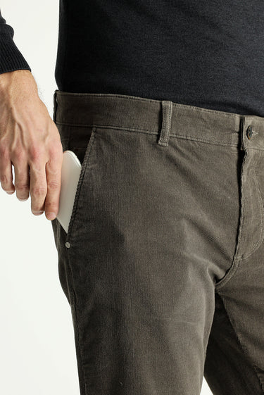 Açık Haki 7 Drop Slim Fit Dar Kesim Likralı Kadife Pantolon