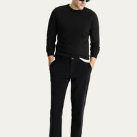 Siyah Regular Fit Likralı Kadife Pantolon