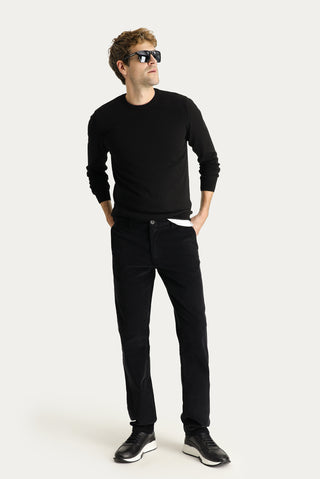  Siyah Regular Fit Likralı Kadife Pantolon