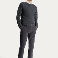 Koyu Füme Slim Fit Dar Kesim Likralı Kadife Pantolon