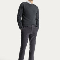Koyu Füme Slim Fit Dar Kesim Likralı Kadife Pantolon
