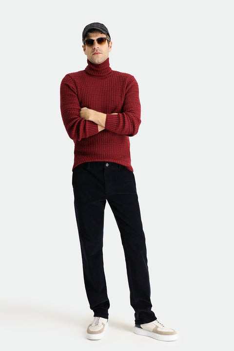 Dark Navy Slim Fit Skinny Stretch Velvet Trousers