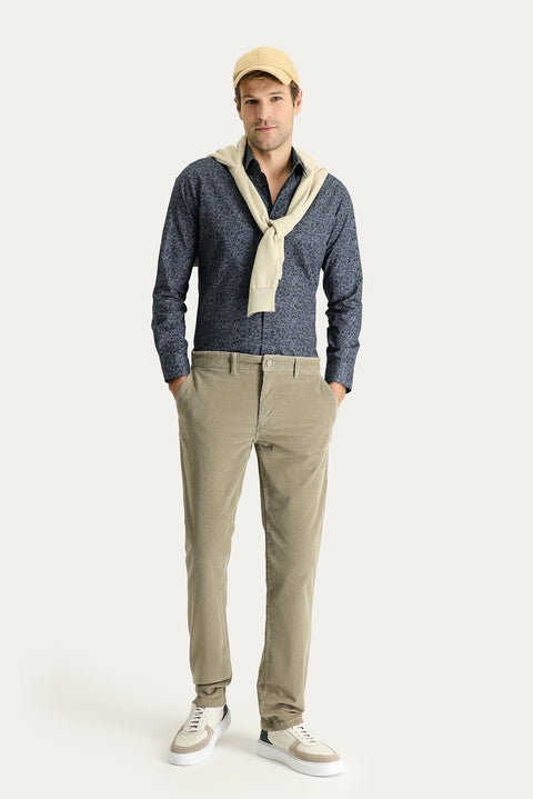 Açık Vizon 6 Drop Regular Fit Standart Kesim Likralı Kadife Pantolon