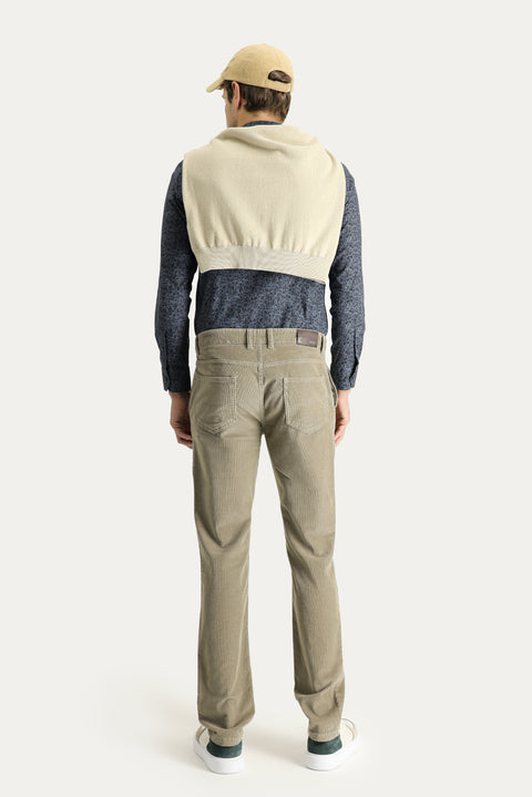 Açık Vizon 6 Drop Regular Fit Standart Kesim Likralı Kadife Pantolon