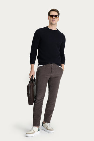  Orta Vizon Slim Fit Dar Kesim Likralı Kadife Pantolon