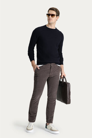  Orta Vizon Slim Fit Dar Kesim Likralı Kadife Pantolon