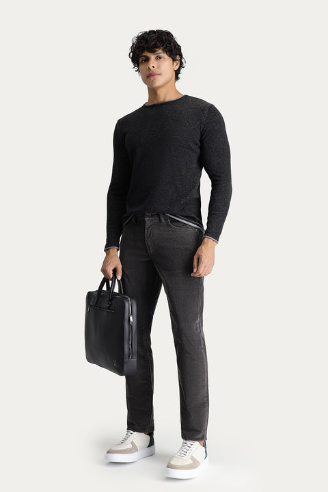 Orta Füme 7 Drop Slim Fit Dar Kesim Likralı Kadife Pantolon