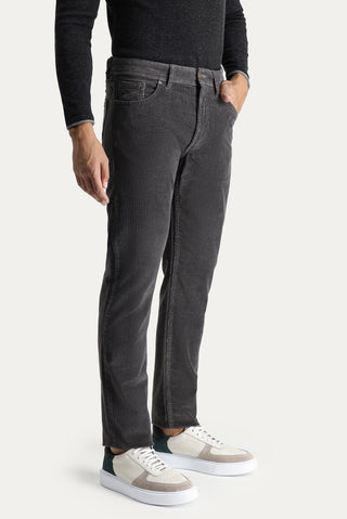  Orta Füme Slim Fit Dar Kesim Likralı Kadife Pantolon