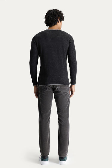 Orta Füme Slim Fit Dar Kesim Likralı Kadife Pantolon