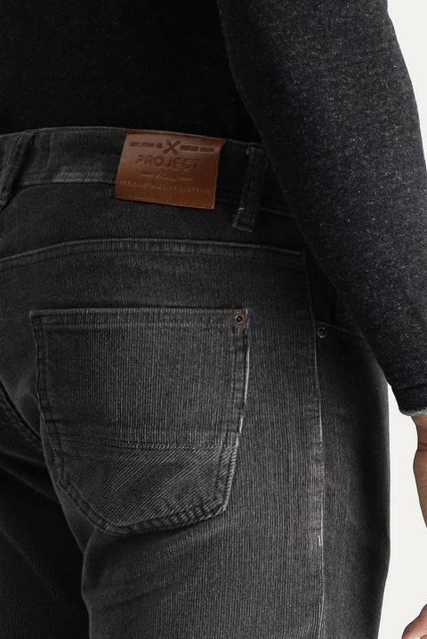 Orta Füme 7 Drop Slim Fit Dar Kesim Likralı Kadife Pantolon