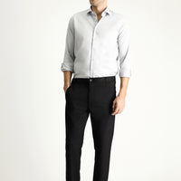 Siyah Slim Fit Dar Kesim Beli Lastikli Likralı Kanvas / Chino Pantolon