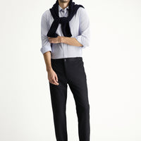 Koyu Lacivert Slim Fit Dar Kesim Beli Lastikli Likralı Kanvas / Chino Pantolon
