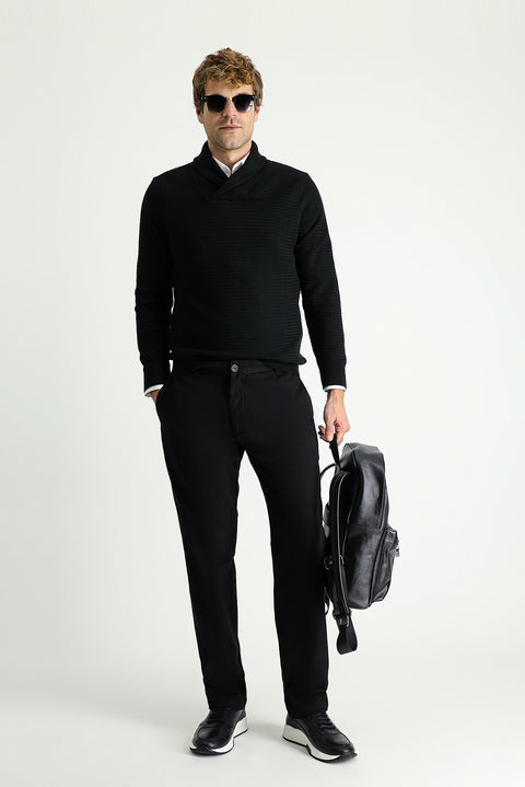 Siyah Regular Fit Standart Kesim Pamuk Kanvas / Chino Pantolon